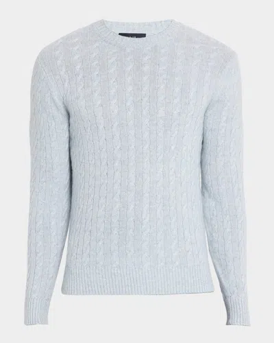 Dunhill Men & Apos;s Cashmere And Linen Cable-rib Crewneck Sweater In Blue