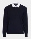 Dunhill Collared Long-sleeved Sweatshirt In Blue
