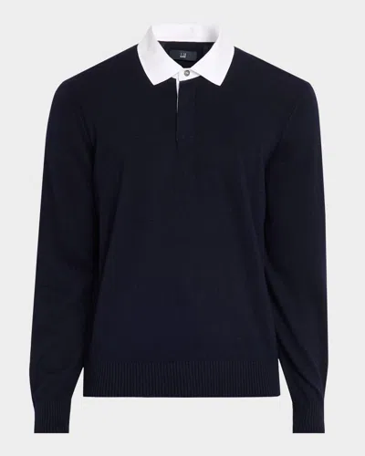 DUNHILL MEN & APOS;S SHIRT-COLLAR CASHMERE-BLEND KNIT POLO SWEATER