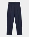 Dunhill Men's Wool Flat-front Trousers In Blue