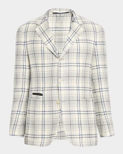 Dunhill Men & Apos;s Wool And Linen Tattersall Check Single-breasted Sport Coat In Multi