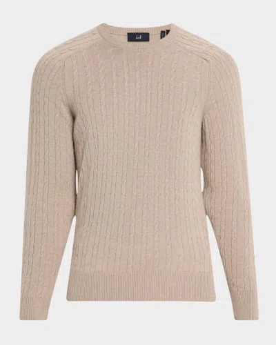 Dunhill Men's Cashmere Cable Knit Crewneck Sweater In Brown