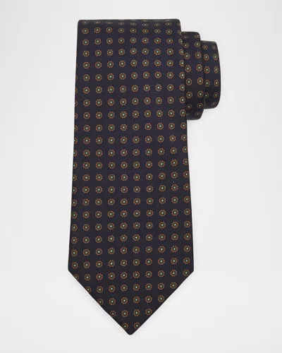 Dunhill Men's Circle Medallion Mulberry Silk Tie In Navy