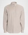 Dunhill Cotton Cashmere Long Sleeve Button Down Shirt With Pocket In Brown