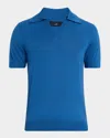 DUNHILL MEN'S COTTON AND SILK JOHNNY COLLAR SHORT-SLEEVE POLO SWEATER
