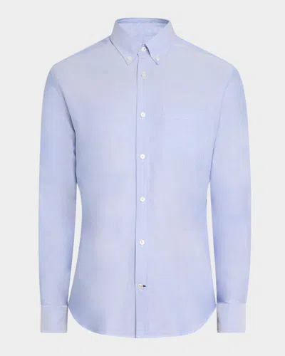 Dunhill Men's Cotton Oxford Button-collar Sport Shirt In Blue