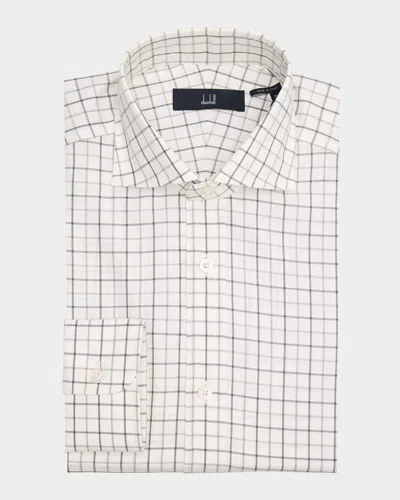 Dunhill Men's Cotton Tattersall Check Dress Shirt In Off White