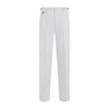 DUNHILL MEN'S GRAY PLEATED COTTON-LINEN CHINO PANTS FOR SS24