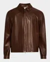 Dunhill Lambskin Blouson Jacket In Whiskey