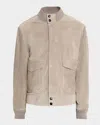 Dunhill Men's Harrington Suede Snap-front Blouson In Neutral