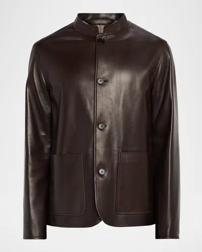 DUNHILL MEN'S LEATHER DRIVING JACKET