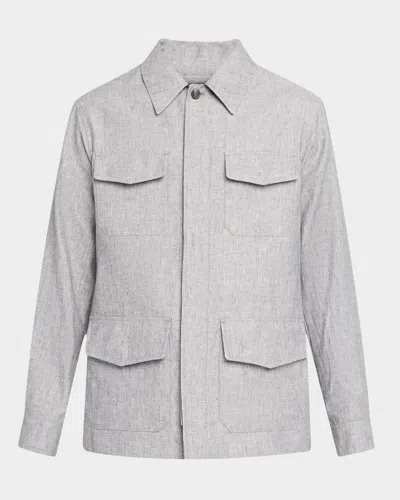 Dunhill Men's Linen Four-pocket Field Jacket