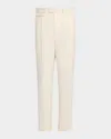 Dunhill Men's Linen Pleated Trousers In Neutral