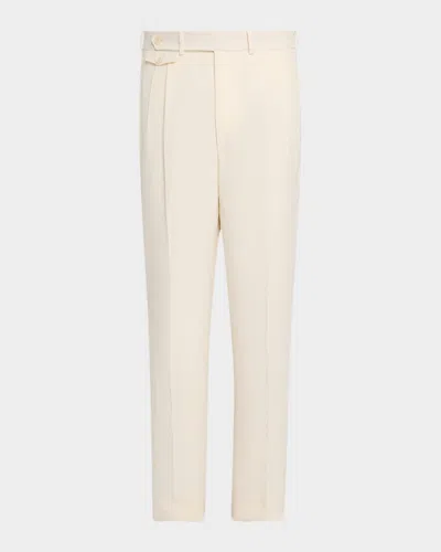Dunhill Men's Linen Pleated Trousers In Sand