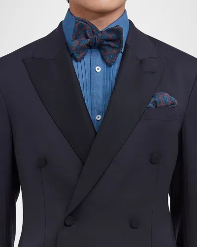 Dunhill Men's Medallion Mulberry Silk Bow Tie In Blue