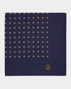 Dunhill Men's Medallion Mulberry Silk Pocket Square In Blue