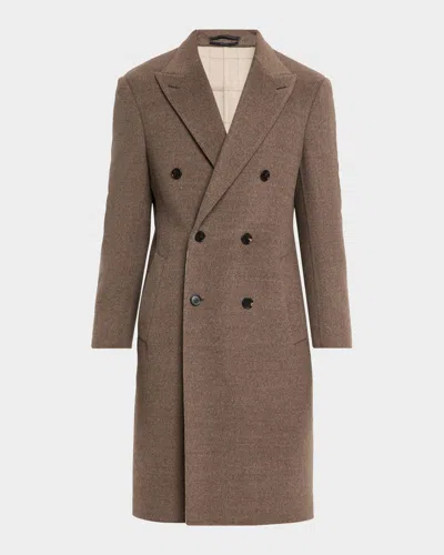 Dunhill Men's Merino Wool Double Face Top Coat In Brown