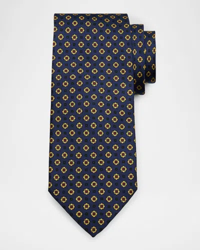 Dunhill Men's Micro-floral Mulberry Silk Tie In Multi