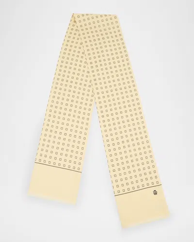Dunhill Men's Mulberry Silk And Wool Printed Scarf In Ivory