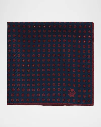 Dunhill Men's Pedal-print Mulberry Silk Pocket Square In Navy