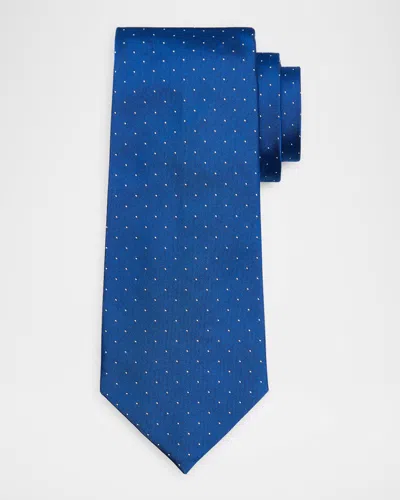 Dunhill Men's Polka Dot Mulberry Silk Tie In Royal Blue