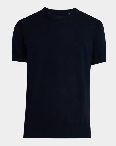 Dunhill Men's Sea Island Cotton Crewneck T-shirt In House Navy