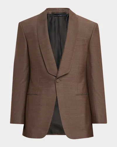 Dunhill Men's Silk Hopsack Shawl Collar Sport Coat In Brown
