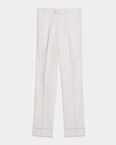 Dunhill Men's Single-pleated Chino Pants In White