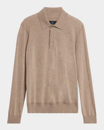 Dunhill Men's Super-fine Cashmere Polo Sweater In Brown