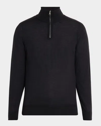 Dunhill Men's Superfine Cashmere Quarter-zip Sweater In Black