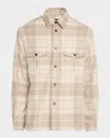 Dunhill Men's Tartan Plaid Cashmere Overshirt In Neutral