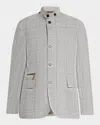 Dunhill Men's Windowpane Check Herringbone Jacket In Gray