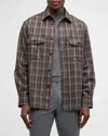 Dunhill Wool Cashmere Check Military Overshirt In Brown