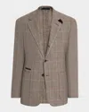 Dunhill Mens Chestnut Notched-collar Checked Wool-cashmere Blend Jacket In Brown