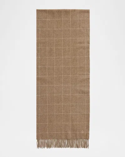 Dunhill Men's Wool And Cashmere Windowpane Check Scarf In Brown