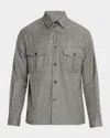 Dunhill Mens Windowpane-check Regular-fit Merino-wool Overshirt Light Grey In Light Grey