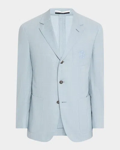 Dunhill Men's Wool Flannel Single-breasted Sport Coat In Blue