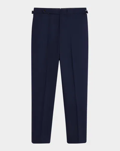 Dunhill Men's Wool Flat-front Trousers In Spring Navy
