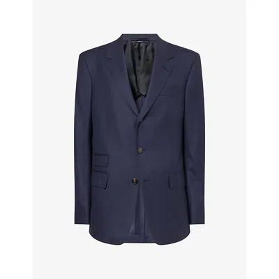 Dunhill Mens 150s Bourdon Single-breasted Wool-cashmere Blazer House Navy In Blue