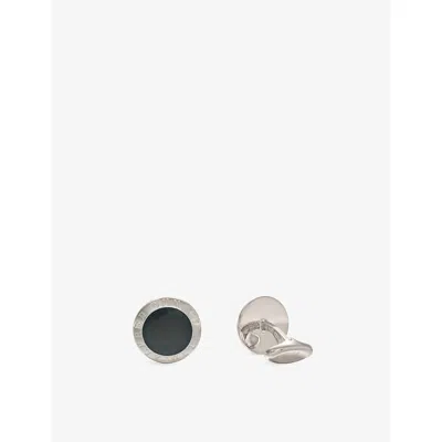Dunhill Mens Ad Coin Onyx Silver Cufflinks Black