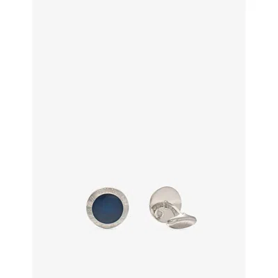 Dunhill Mens Ad Coin Silver Cufflinks Navy