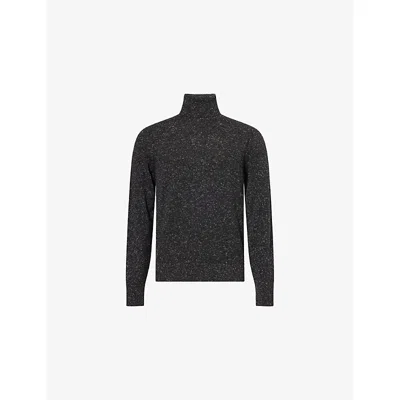 Dunhill Mens Anthracite Roll-neck Long-sleeve Cashmere Blend Jumper In Gray