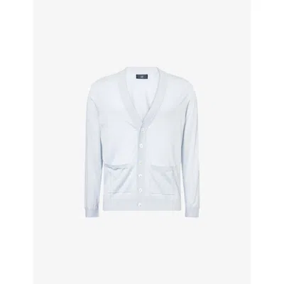 Dunhill Mens Aqua V-neck Regular-fit Cashmere Cardigan In Blue