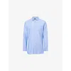 Dunhill Mens Blue Oxford Long-sleeve Cotton-cashmere Blend Shirt In Blue