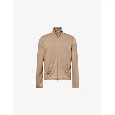 Dunhill Mens Brit Khaki High-neck Regular-fit Wool And Cashmere Track Jacket In Neutral