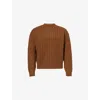 Dunhill Mens Dark Camel Cable Knit Crewneck Cashmere Jumper In Brown