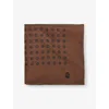 Dunhill Mens Dark Camel Circular-print Silk Pocket Square In Brown