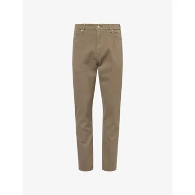 Dunhill Mens Drab Five-pocket Straight Cotton Twill Trousers In Brown