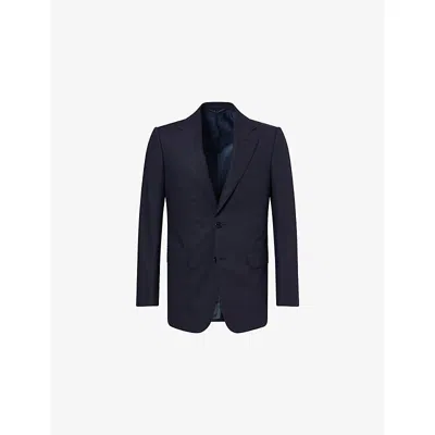 Dunhill Mens Navy Belgravia Single-breasted Wool Jacket In Blue