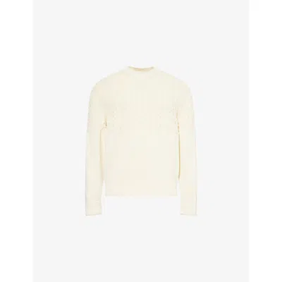 Dunhill Mens Off White Cable-knit Cotton Jumper